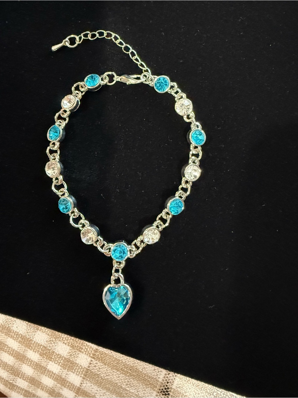 Swarovski Crystal “Monaco” Bracelet Silver with Aqua Crystal Heart Charm